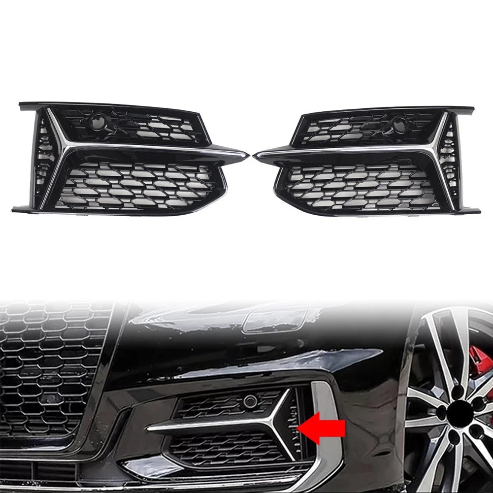 1 Pair Chrome Front Fog Light Grille Cover for Audi A6 S6 C8 (2018–2024)