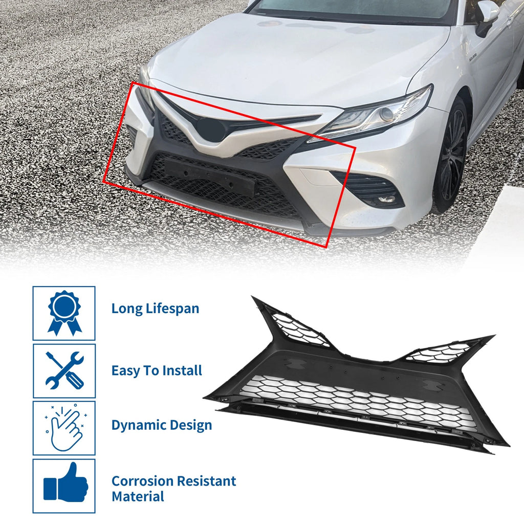 Front Lower Hood Bumper Grille for Toyota Camry SE (2018–2020) Black