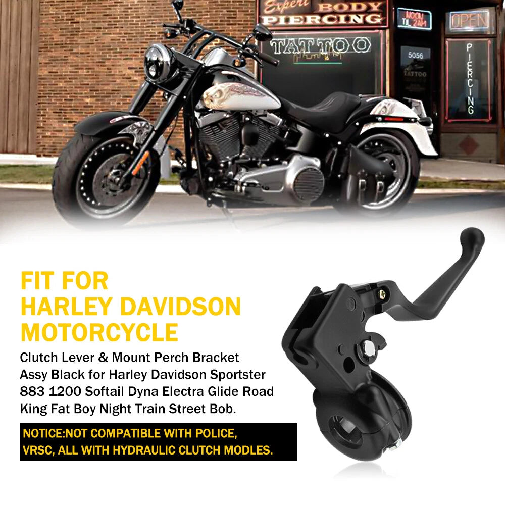 Clutch Lever Perch Clamp for Harley Softail Fat Boy Night Train Road King (–)