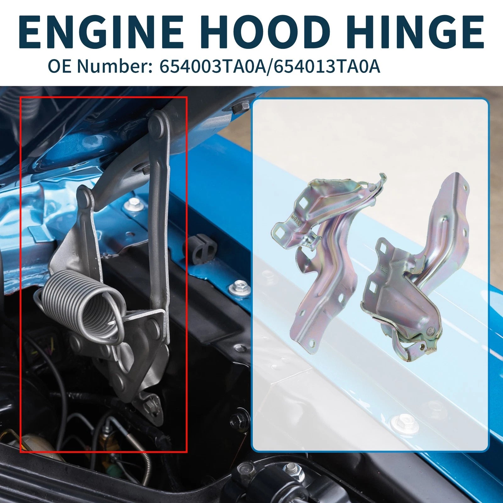Set of 2 Hood Hinges for Nissan Altima (2013–2018) No. 654003TA0A
