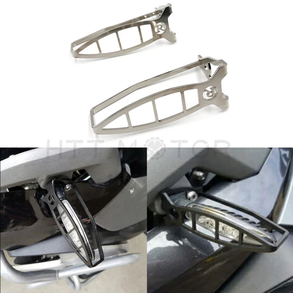 2X Silver Turn Signal Light Grill Protector Guard for BMW R nine T (2014–2015)