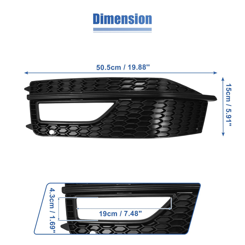 Front Left Fog Light Grille Cover for Audi A4 S4 S-line (2013–2015) 8K0807681L Black