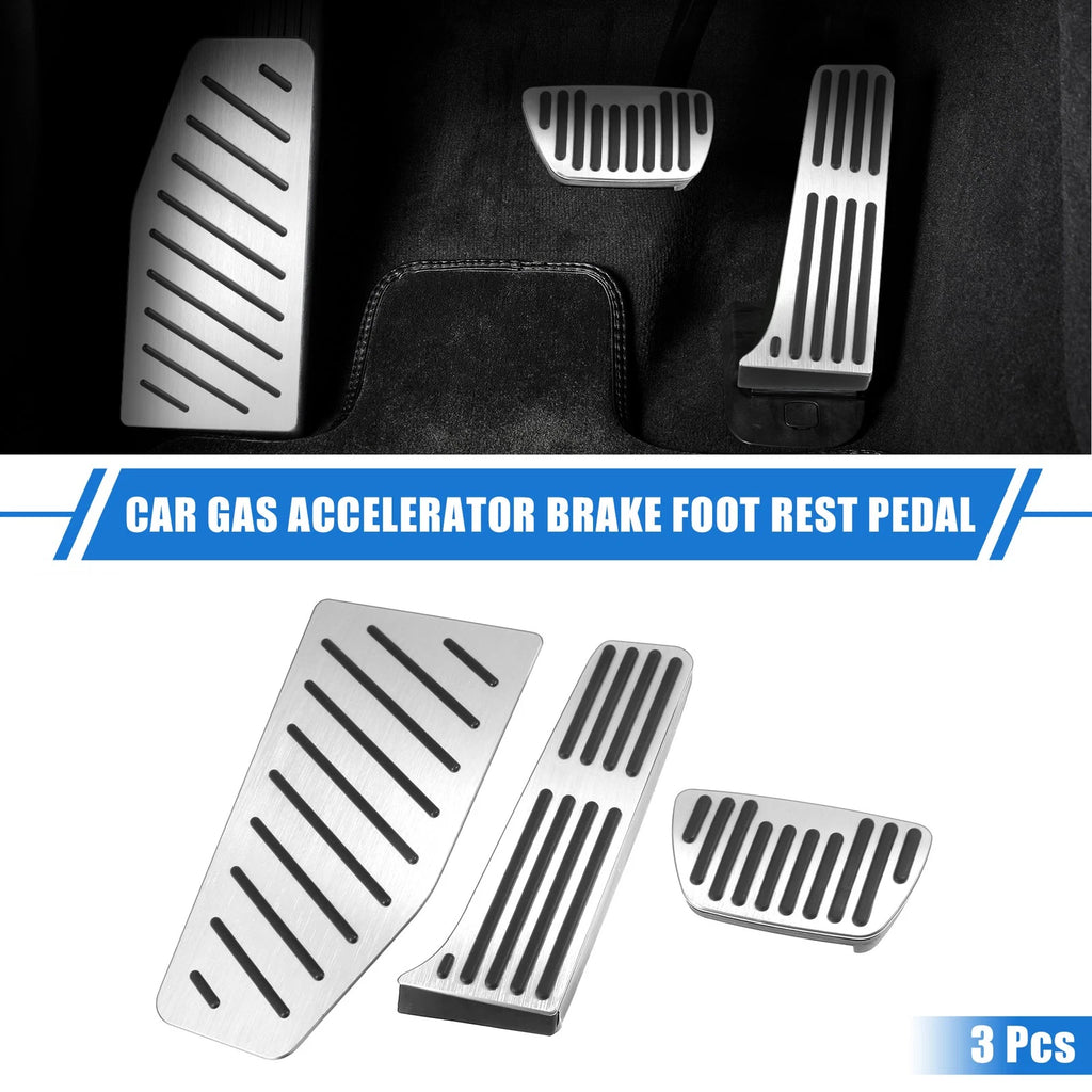 3 Pcs Gas Brake Foot Rest Pedal Cover for Toyota RAV4 (2019–2023) Silver Tone