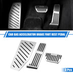 3 Pcs Gas Brake Foot Rest Pedal Cover for Toyota RAV4 (2019–2023) Silver Tone
