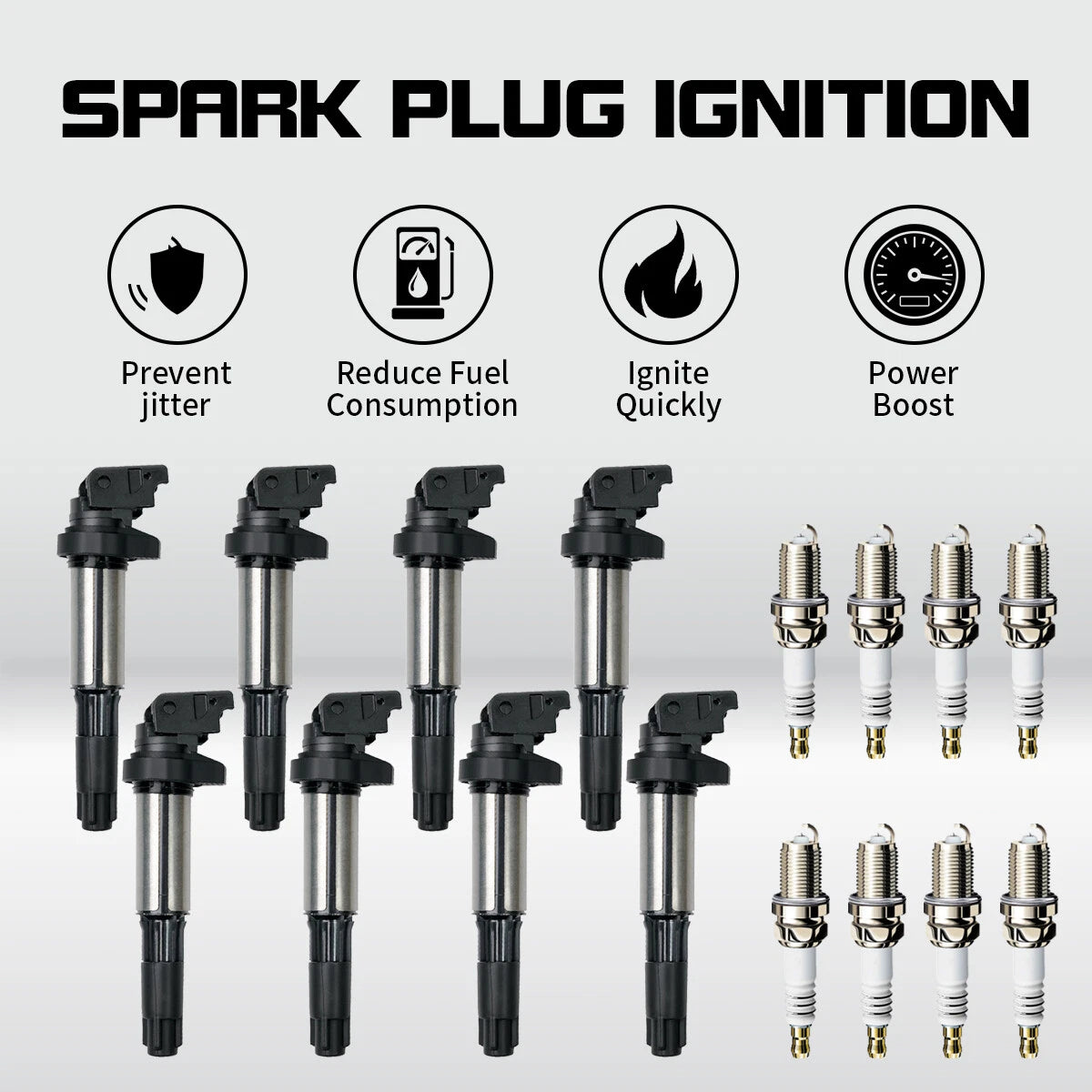 8X Ignition Coil & Spark Plug Set for BMW 325i 328i 330i 530i X3 X5 X6 (2006–2013) UF515 UF522