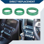 3X Headlight Media Tune Switch Knob Cover for Ford Mustang (2015–2021) Green