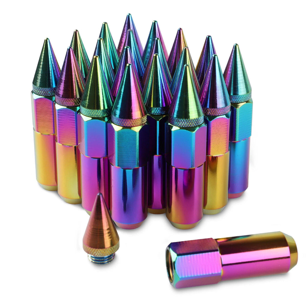 20PCS M12X1.5 Spiked Tuner Lug Nuts for Rims (Neo Chrome)