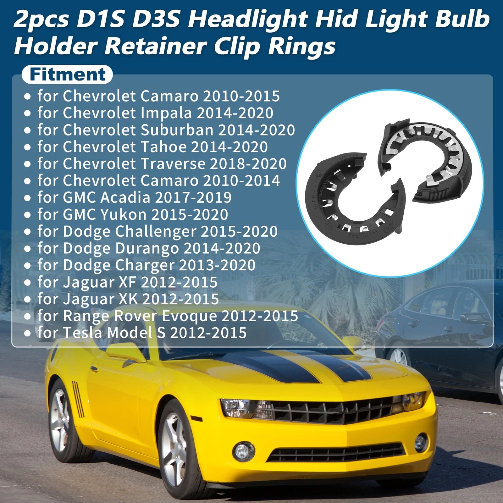 2pc Headlight HID Bulb Holder Retainer Clip Ring for Chevy GMC 