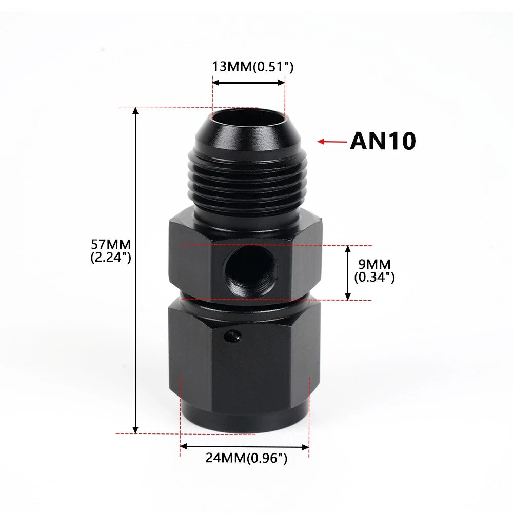 4AN 6AN 8AN 10AN Male to Female Fitting with 1/8" NPT Pressure Take Off
