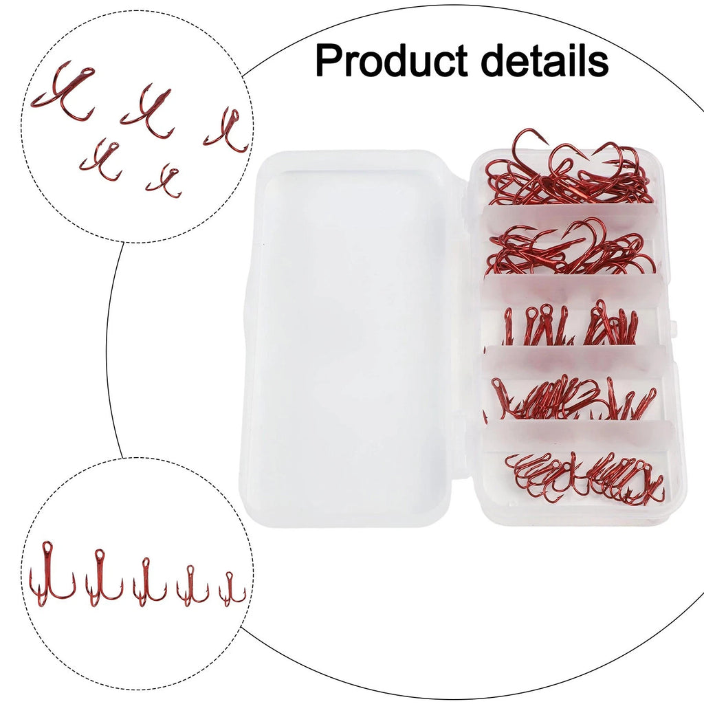 50Pcs Barbed Fishing Hooks Set Carbon Steel for Striped Bass Trout