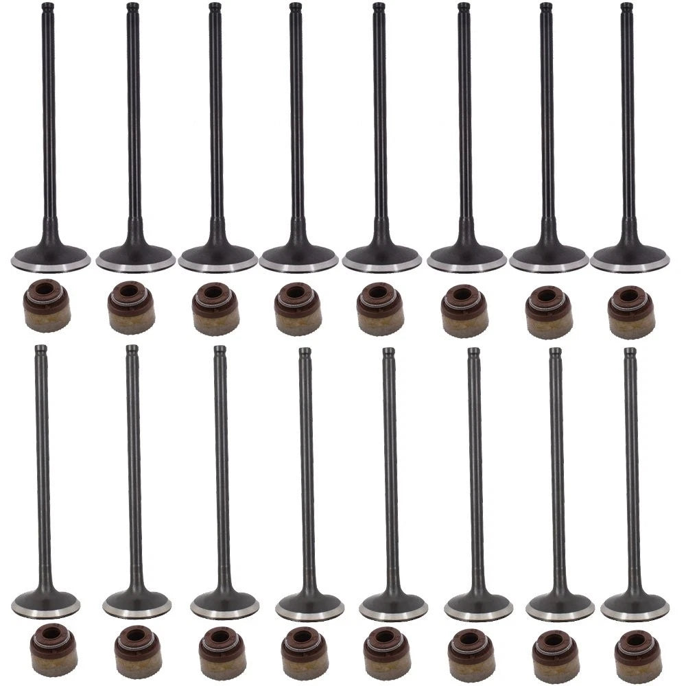 Set of 8 Intake + 8 Exhaust Engine Valves & Valve Stem Seals for Acura RDX (2002–2012)