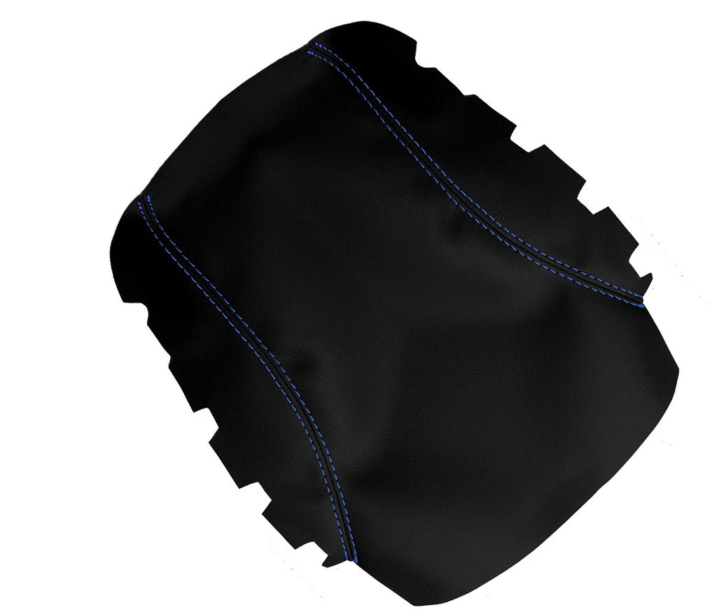 Leather Console Lid Armrest Cover for Nissan Rogue (2014–2016) Blue Stitch