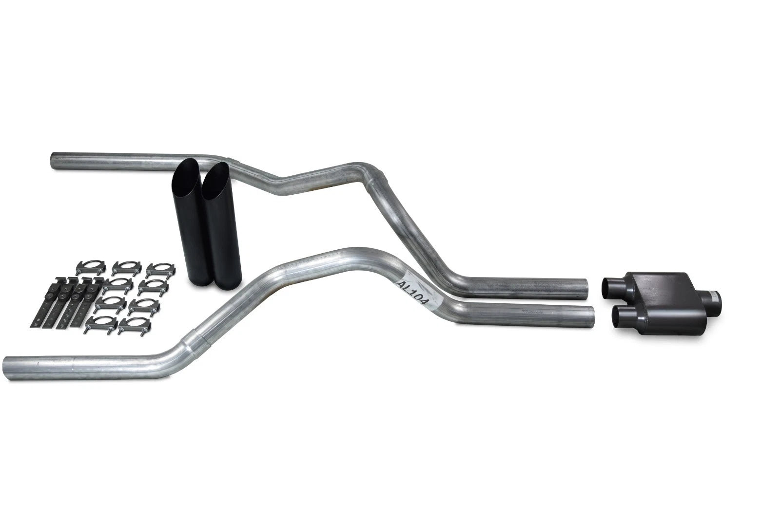 2.5" Dual Exhaust Kit for Chevy GMC 1500 Truck (1999–2006) Black Tips