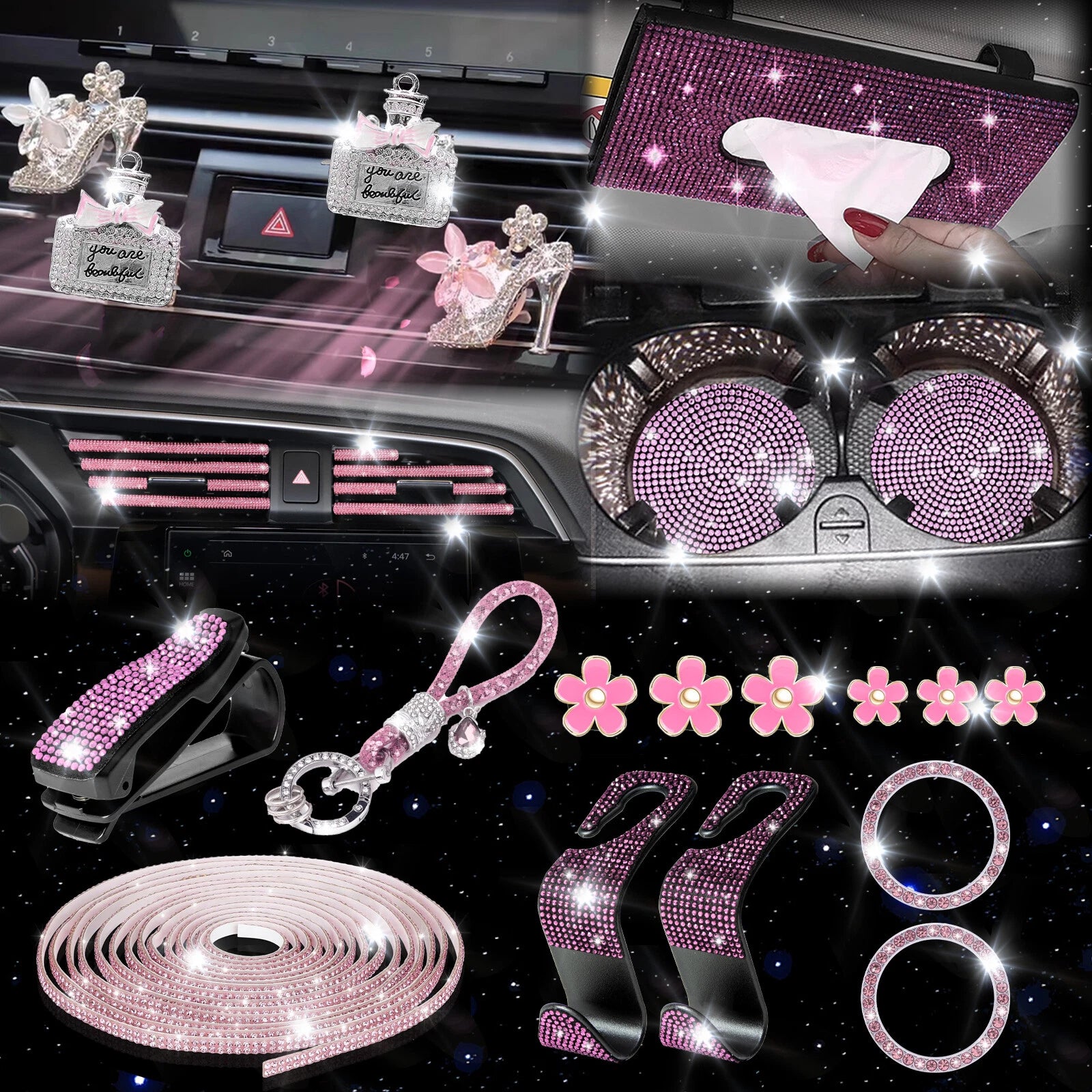 Sparkly Pink Rhinestone Diamond Interior Set for Women (28 PC) (2010–2015)