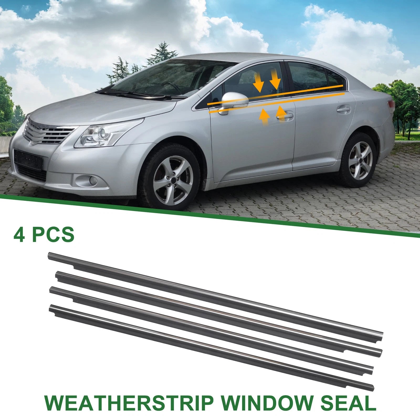 Set of 4 Weatherstrip Window Seals No. 7572033040/7574033040 for Toyota Camry (1997–2001)