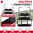 Rear Flip Seat Kit for EZGO TXT Golf Cart (w/Roof Support, Black Cushion)
