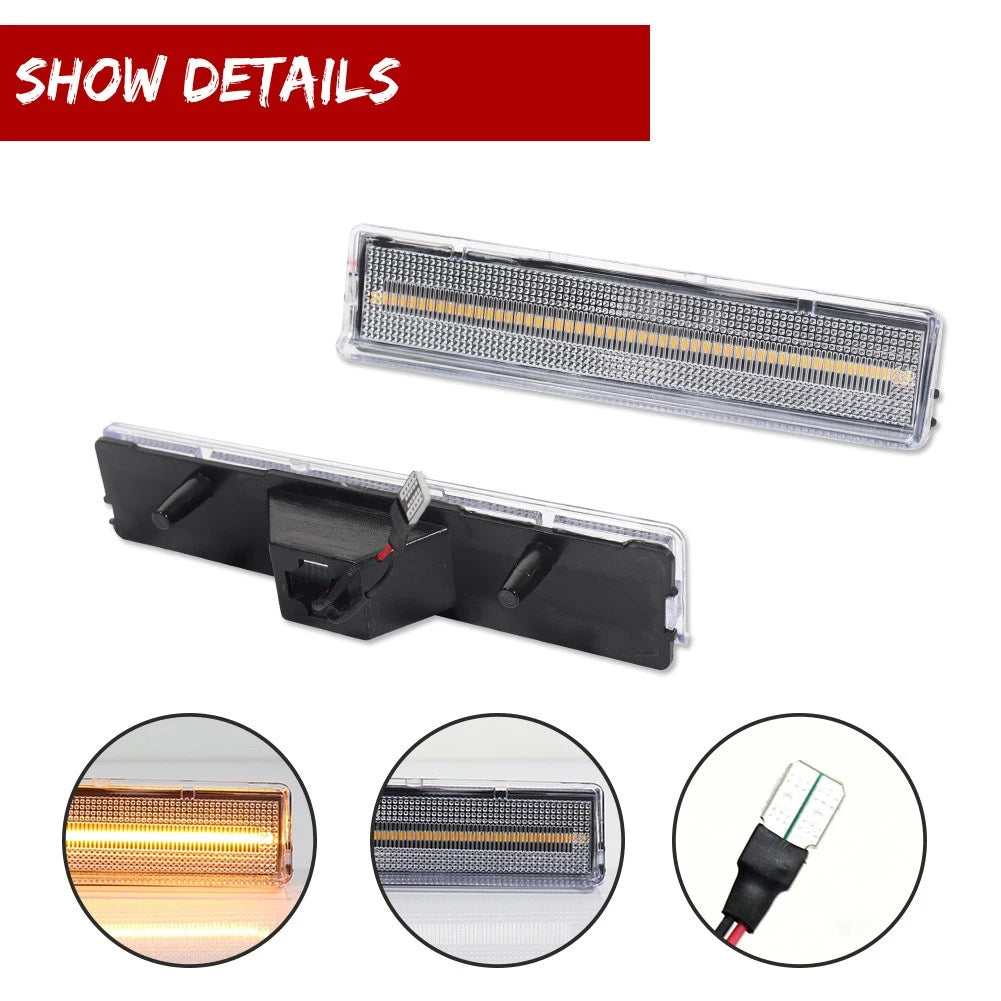 Amber LED Front Fender Side Marker Lights for Ford Bronco F150 F250 F350