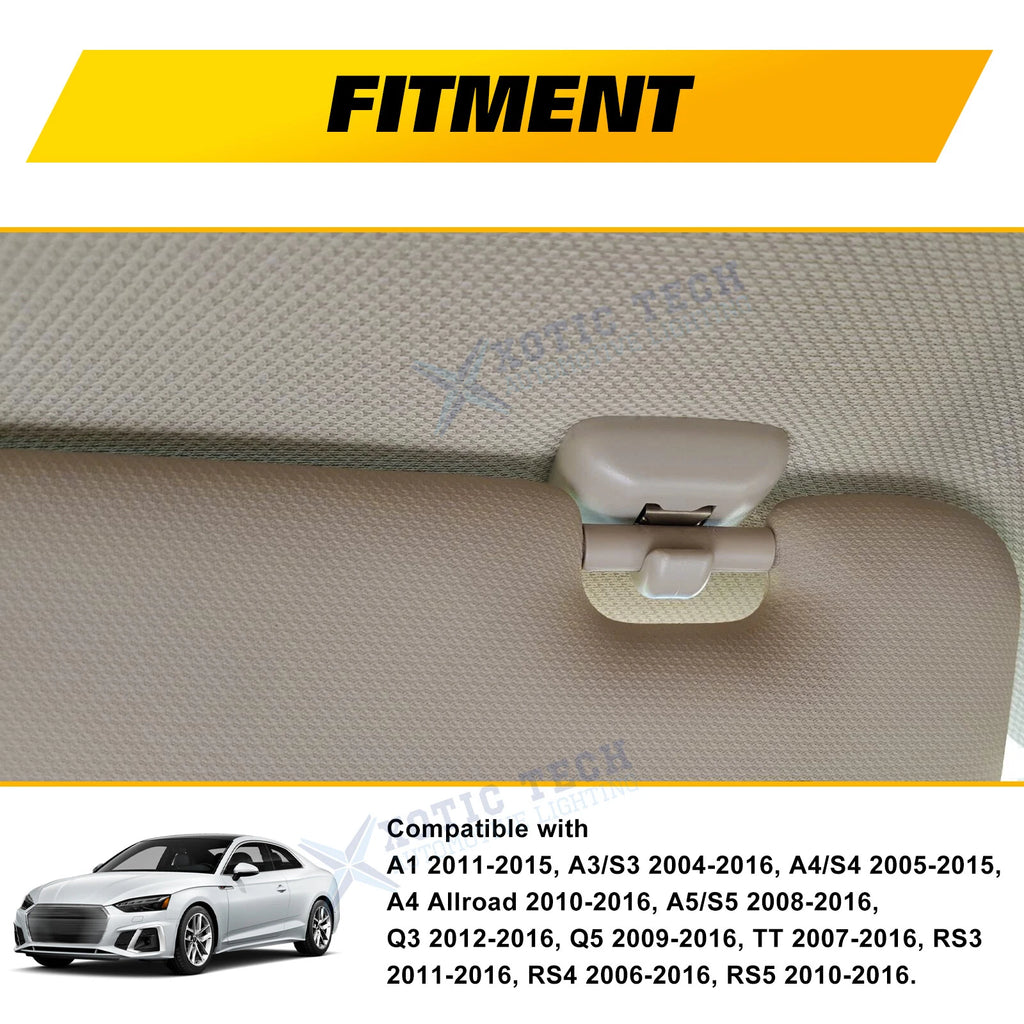 2-Pack Car Sun Visor Clip Hook for Audi A3 RS4 A5 Q3 Q5 (2001-2015) Beige