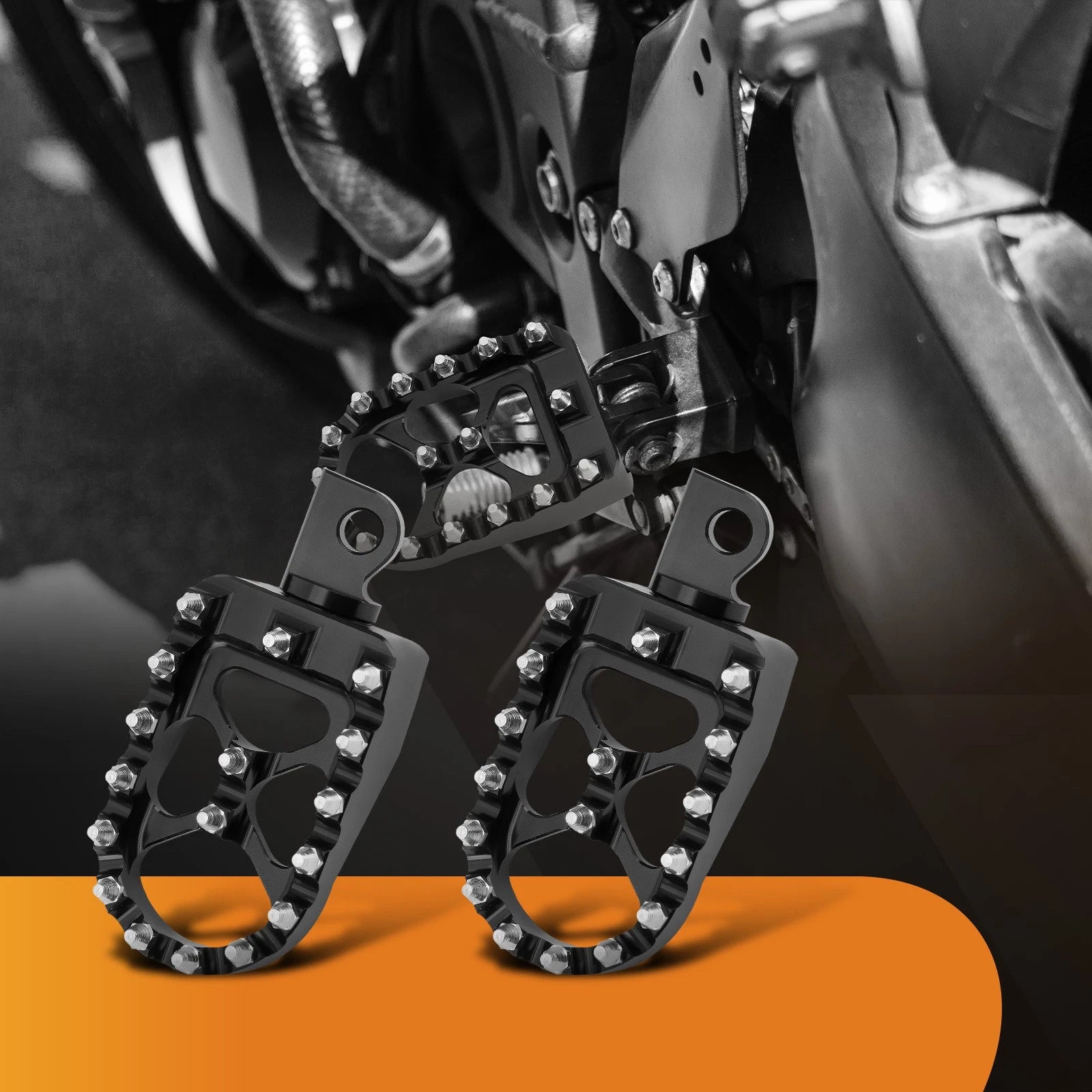 CNC Wide Foot Pegs for Harley Iron 883 2009–2017 (Rotating MX Chopper Bobber)