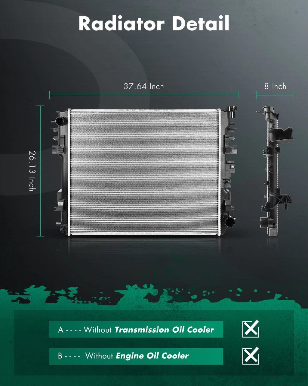 Radiator for Ram 1500 (2009–2018), Ram 2500 (2011–2013) 3.6L 3.7L 4.7L 5.7L