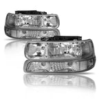 Set of 2 Headlight Bumper Lamps Chrome/Clear for Chevy Silverado Tahoe Suburban (2000–2006)
