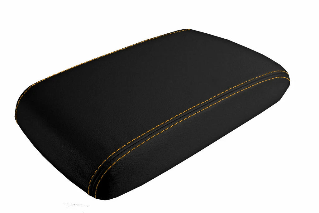 Leather Console Lid Armrest Cover for Dodge Challenger (2008–2014) Orange Stitch