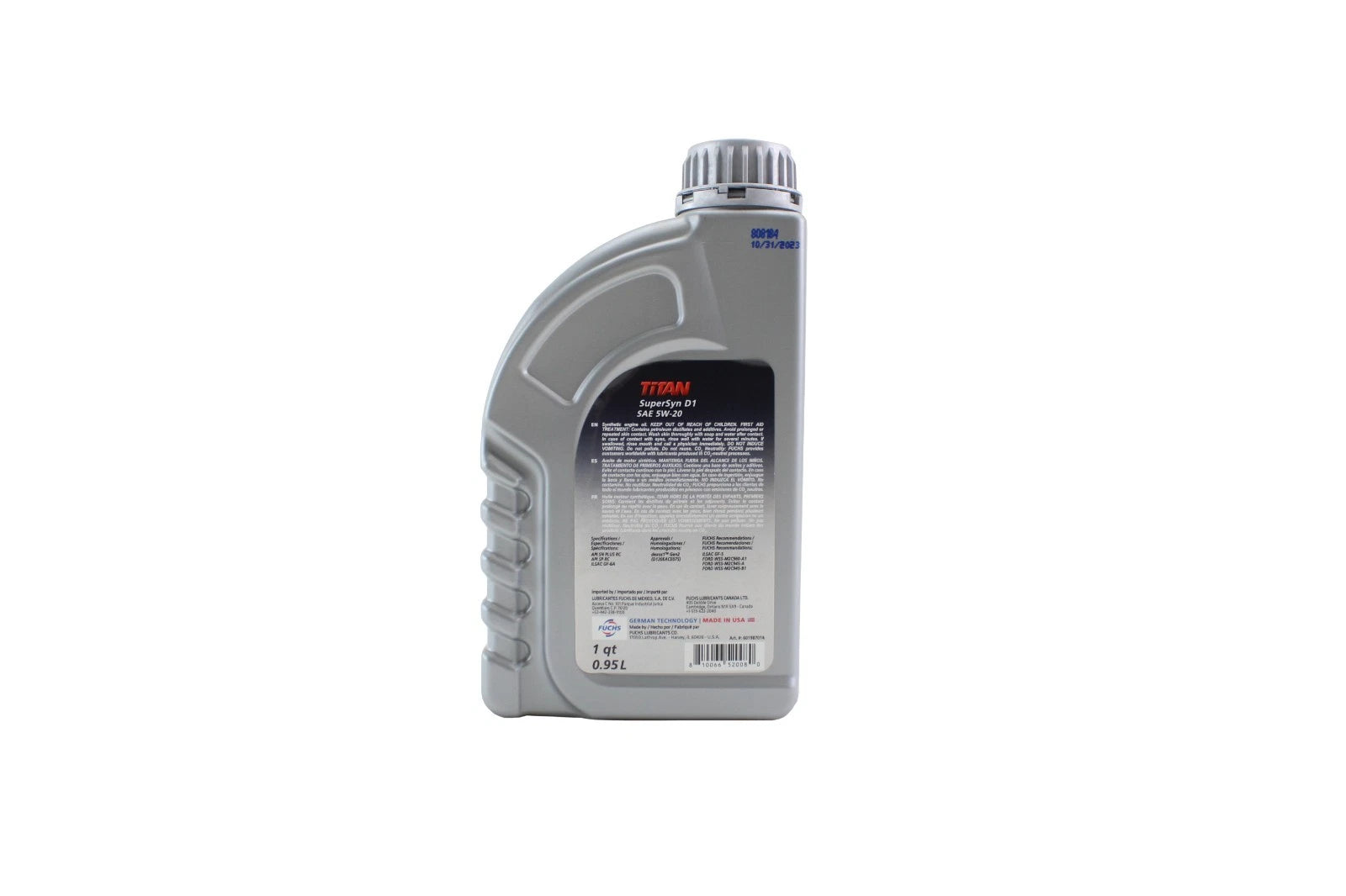 Fuchs Titan Supersyn D1 SAE 5W-20 Engine Oil 1 Quart for Ford Mazda Mitsubishi (2010–2023)