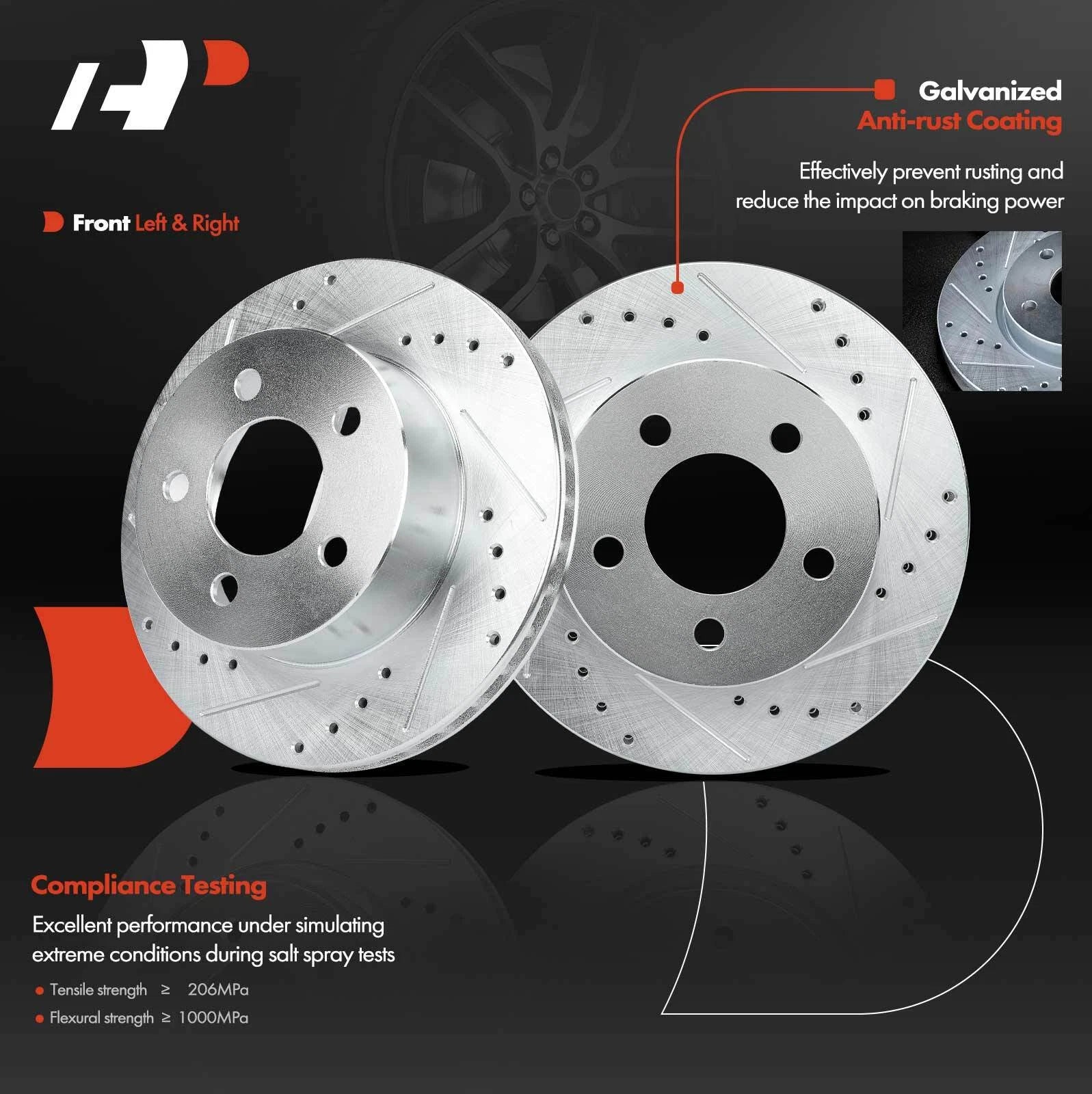 6x Front Drilled Rotors & Ceramic Brake Pads for Jeep Cherokee (1984–2001)