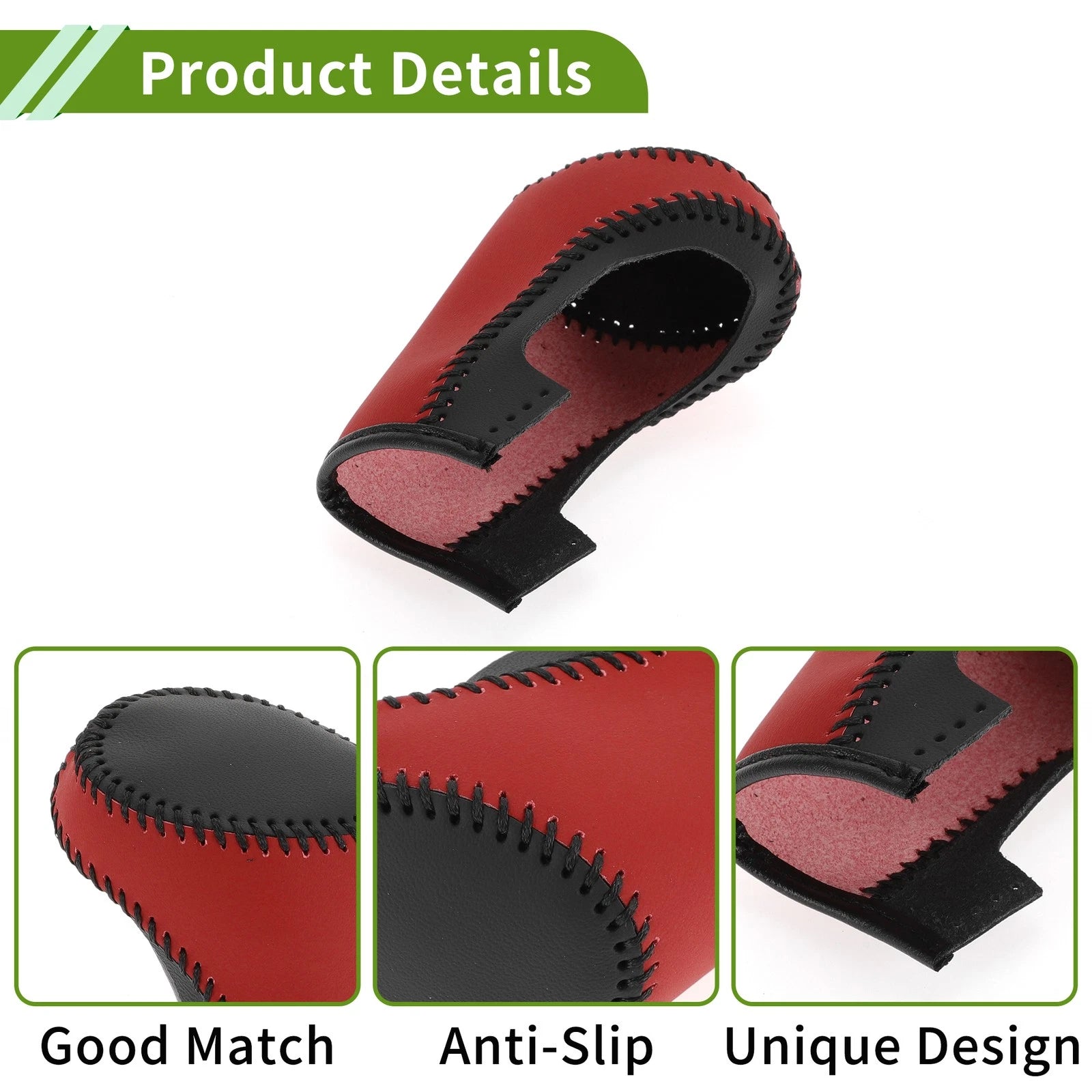 Gear Shift Knob Cover for Chevrolet Malibu (2016–2020) Black Red Faux Leather
