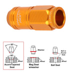 Set of 20 M12X1.5 Orange JDM Open End Cone Wheel Lug Nuts + Spline Lock Key