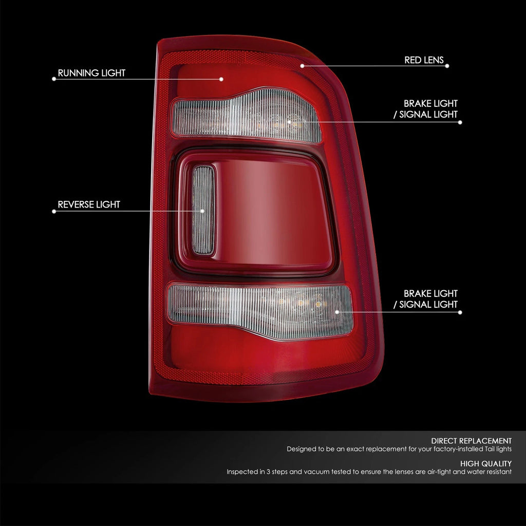Right Side Tail Light Assembly for Ram 1500 (2019–2024) Chrome Red LED