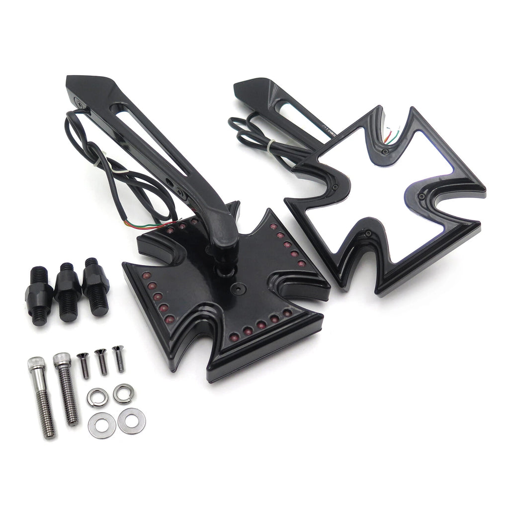 4X LED Turn Signal Integrated Mirror for Harley Electra Sportster