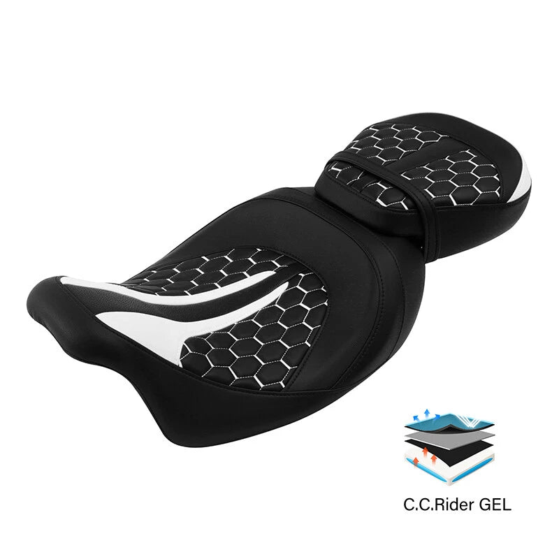 2X Gel Seat for Harley Street Road Glide (2009–2023) Black