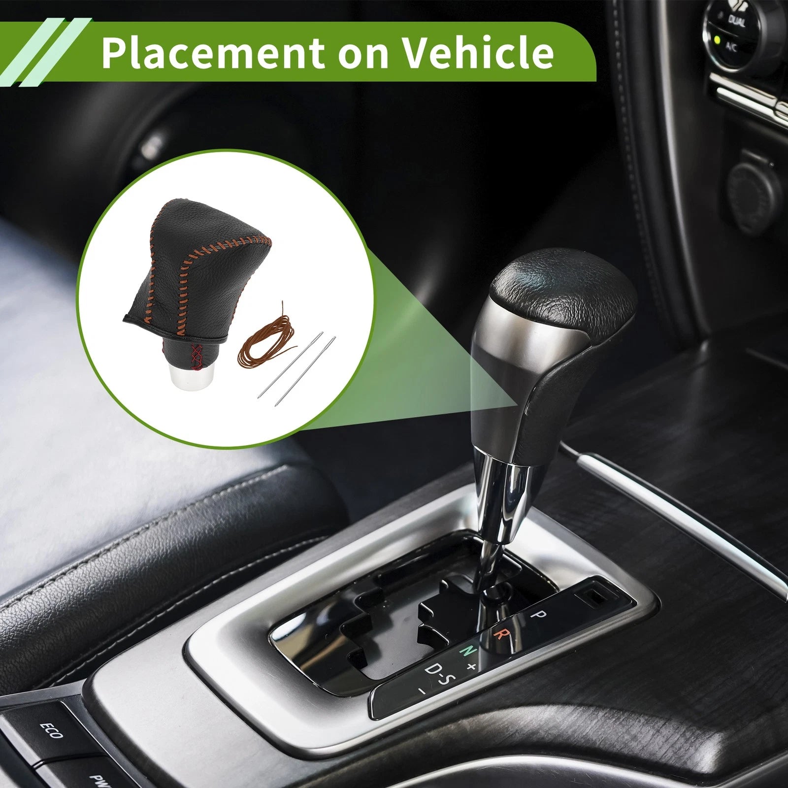 1 Pc Gear Shift Knob Cover for Lexus ES300h (2018–2023) Pebbled Black Brown
