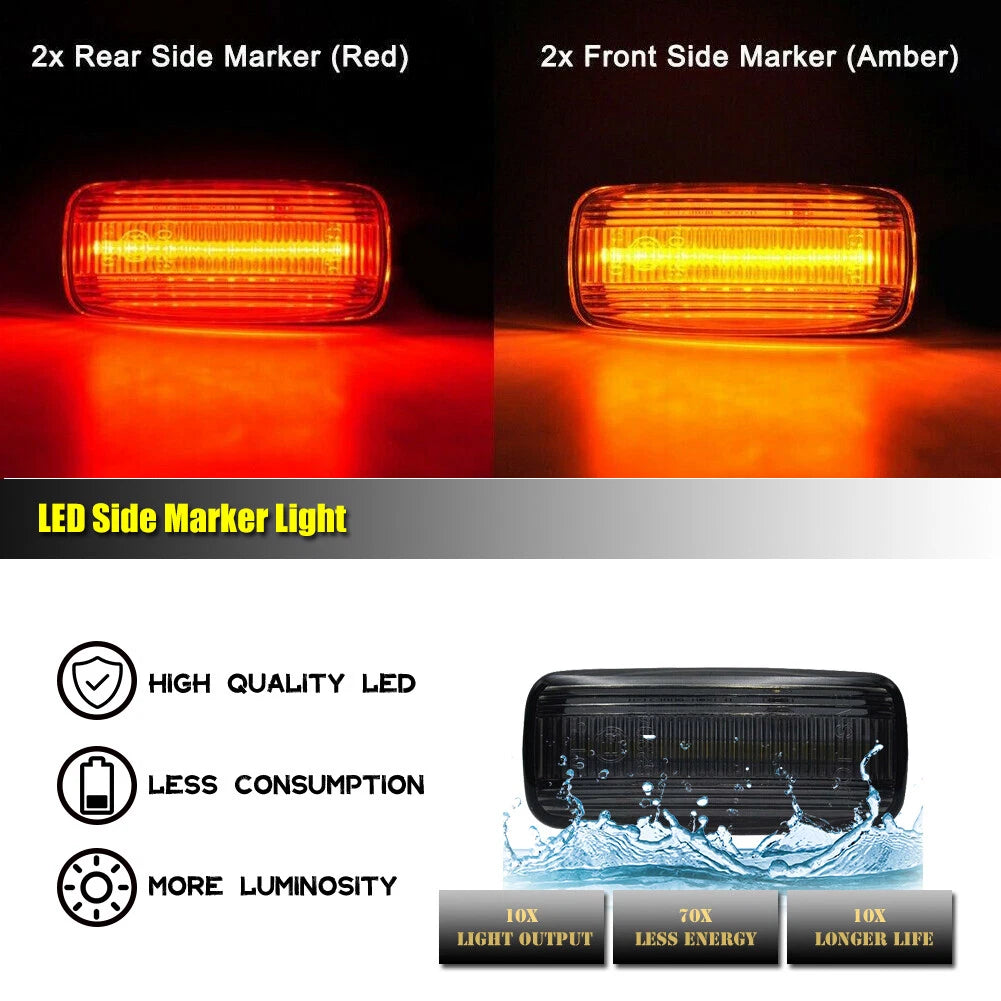 Amber Red Smoked Fender Side Marker Lights for RAM Double Wheel (2010–2018)