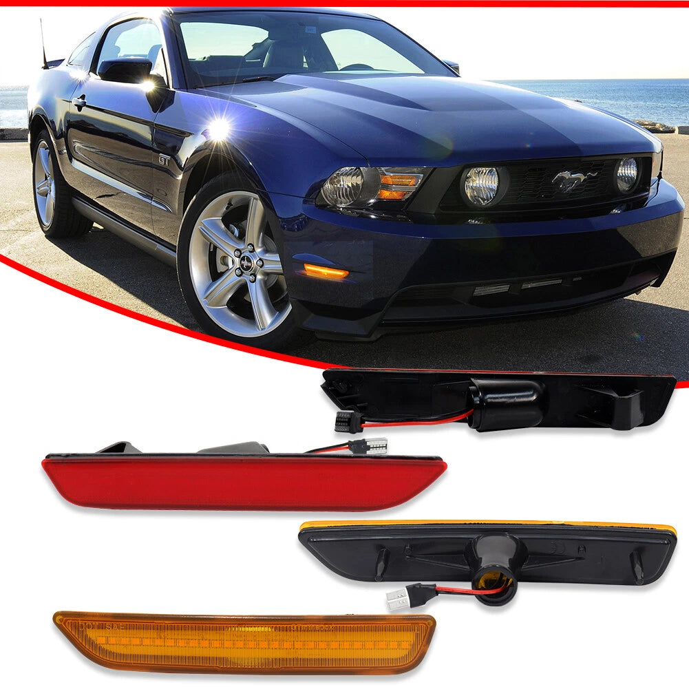 Set of 4 LED Front & Rear Side Marker Lights for Ford Mustang (2010–2014)