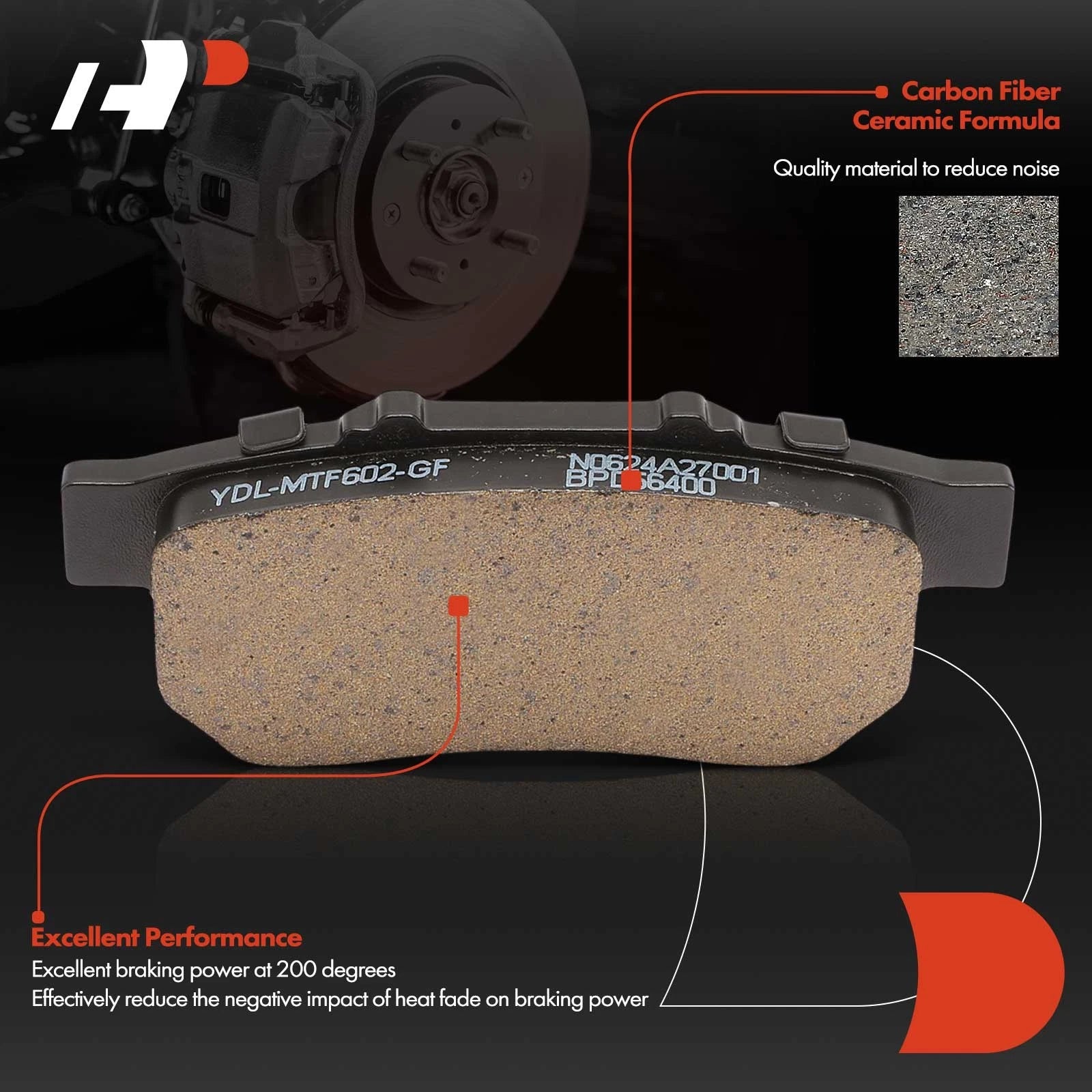 Set of 4 Rear Ceramic Brake Pads for Honda Civic (1992–1995, 1997–2001)