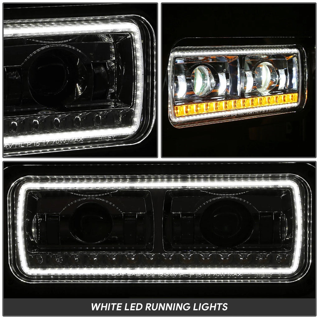 Chrome Clear Projector LED Sequential Headlights for Peterbilt 359 379 389 (1981–2021)