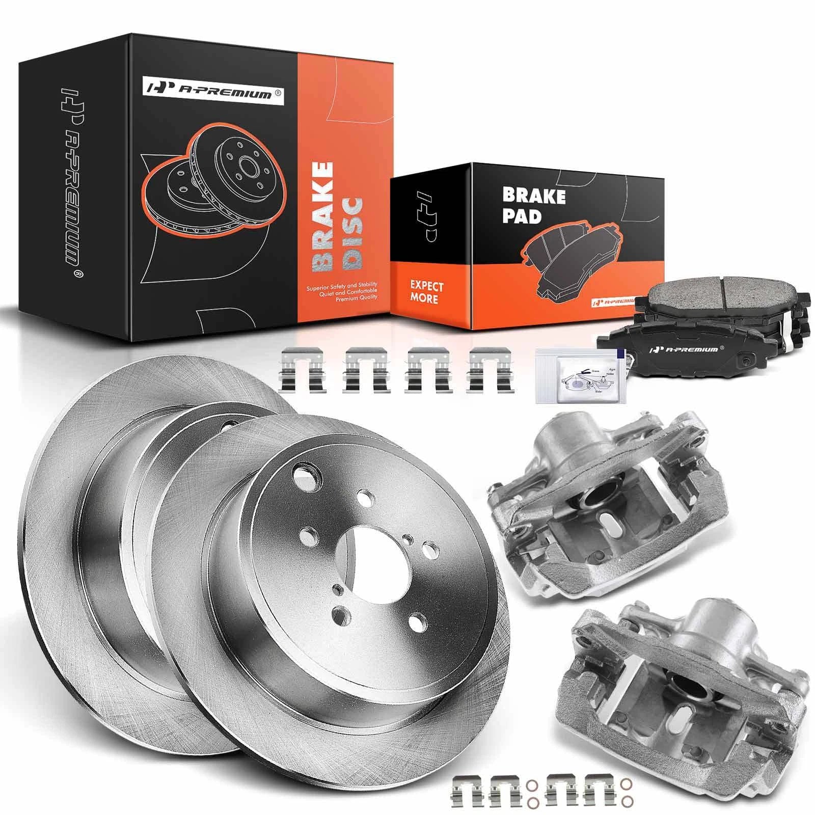 8x Rear Disc Brake Rotors & Pads + Calipers for Subaru Outback Legacy (2000–2023)