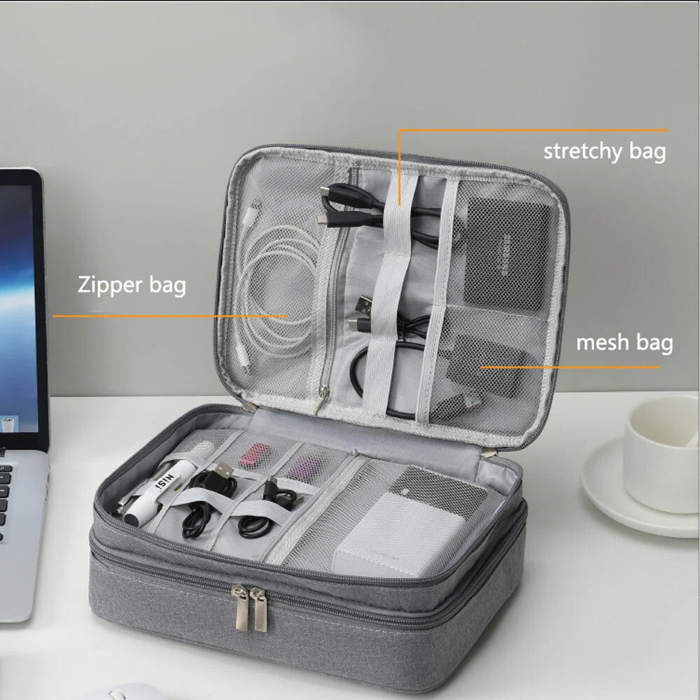 Portable Electronic USB Organizer Travel Cable Storage Bag Case