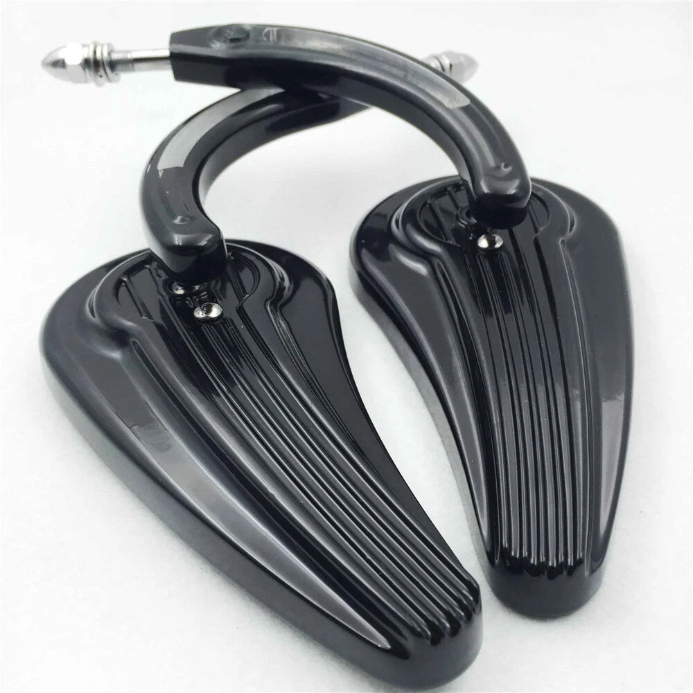 Black Raindrop Racing Mirrors for Harley Iron 883 1200 Custom Roadster (2004–2023)