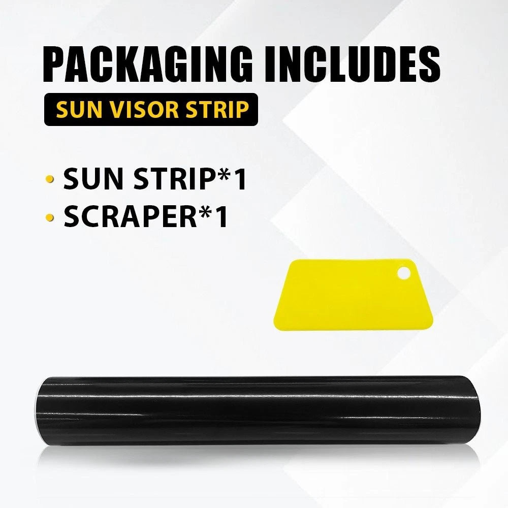 Windshield Banner for Universal Fit (60"x12") Black Vinyl Sun Strip
