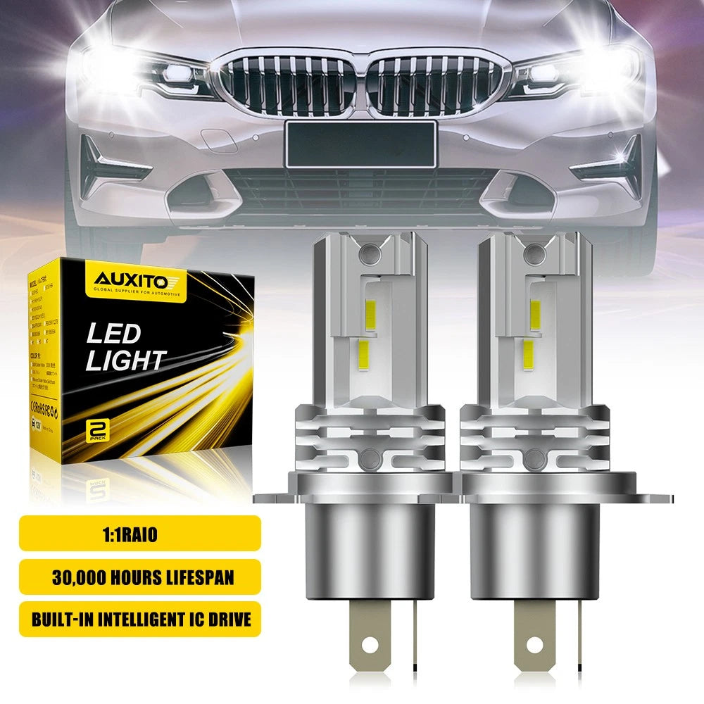 Pair H4 9003 LED Front Light Bulb for AUXITO (40000LM)