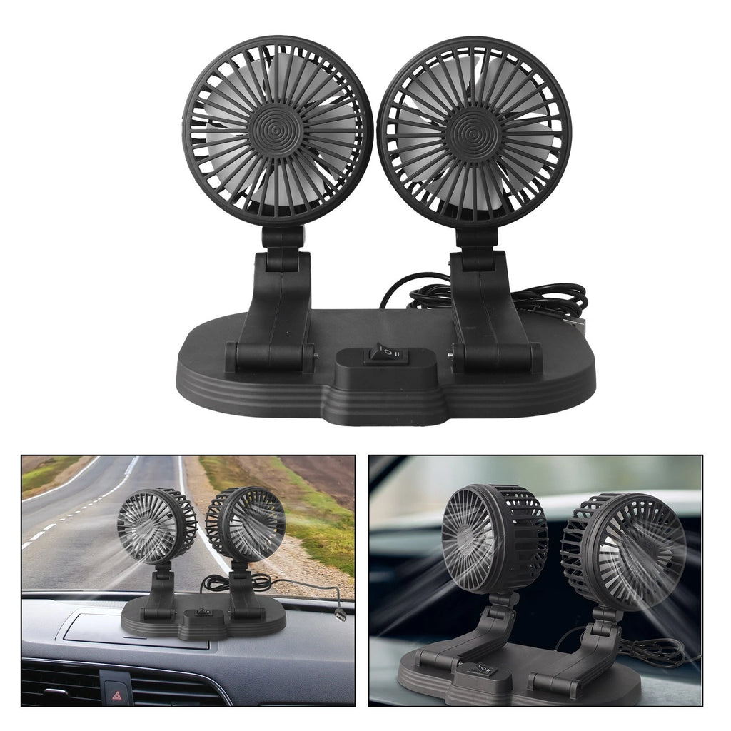 Dual Head Car Fan for Quick Cooling in Vehicles (Universal Fit)