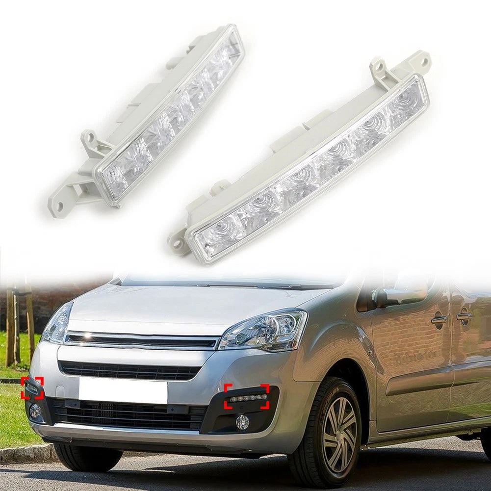 2X Daytime Running Light Fog Light for Citroen Berlingo, Peugeot 107, Partner