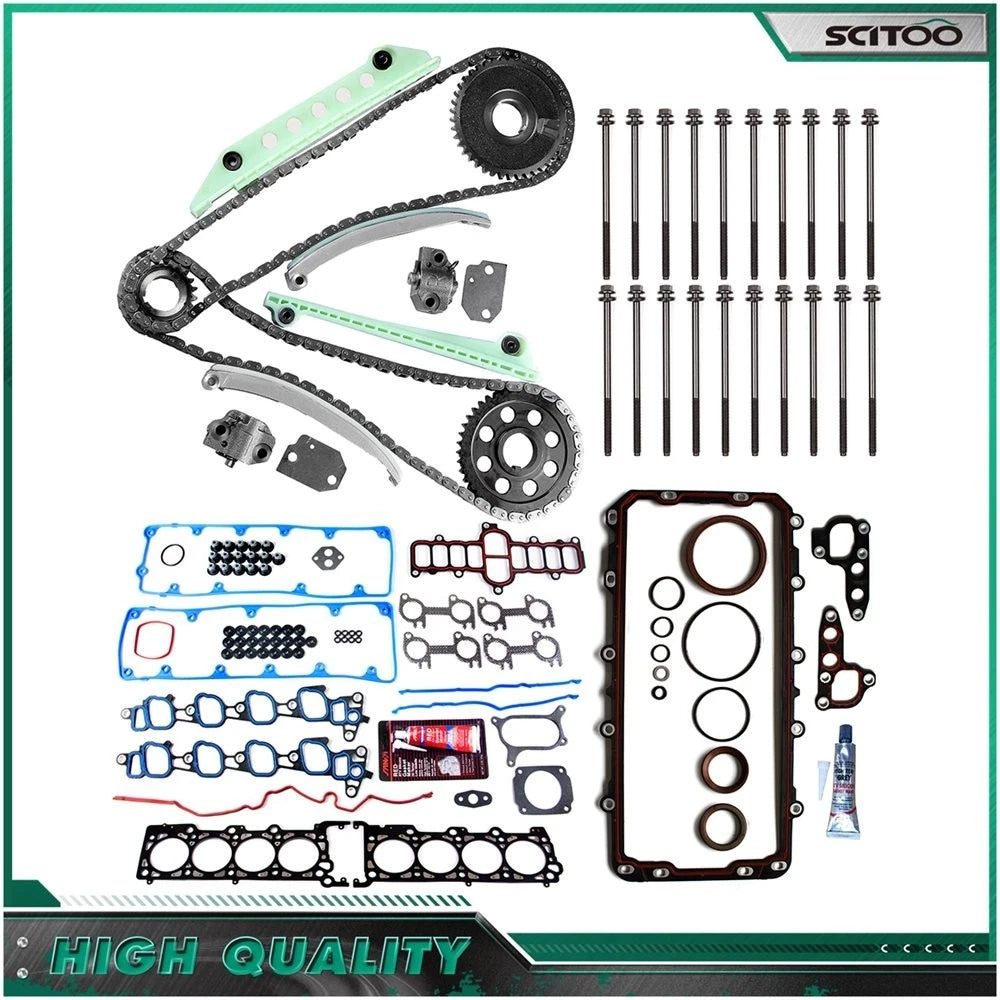 Timing Chain Kit & Full Gasket Set with Head Bolts for Ford Mustang (1999–2000)