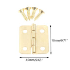 50Pcs 18x16mm Gold Hinges for Wooden Box, Toolbox, Jewelry Box