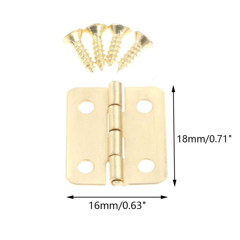 50Pcs 18x16mm Gold Hinges for Wooden Box, Toolbox, Jewelry Box