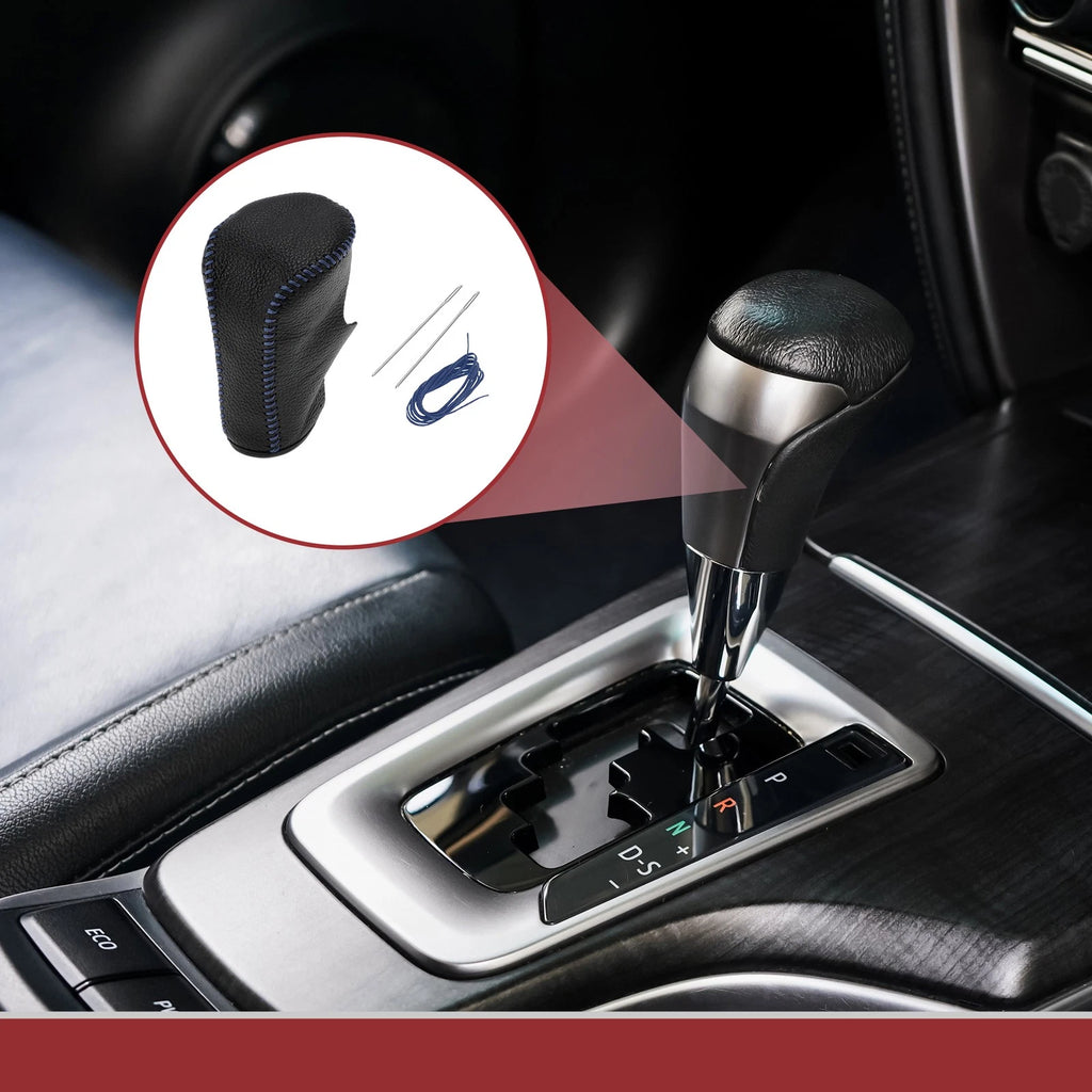 1Pc Gear Shift Knob Cover for Honda Accord 8 (2008–2012) Black Blue Leather