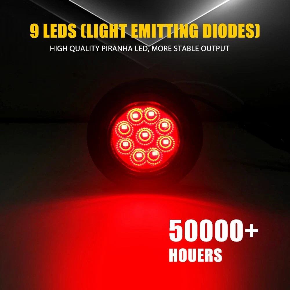 2" Round Red LED Clearance Side Marker Light for Truck